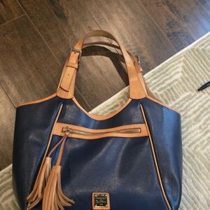 Dooney & Bourke Blue and Tan Shoulder Bag
